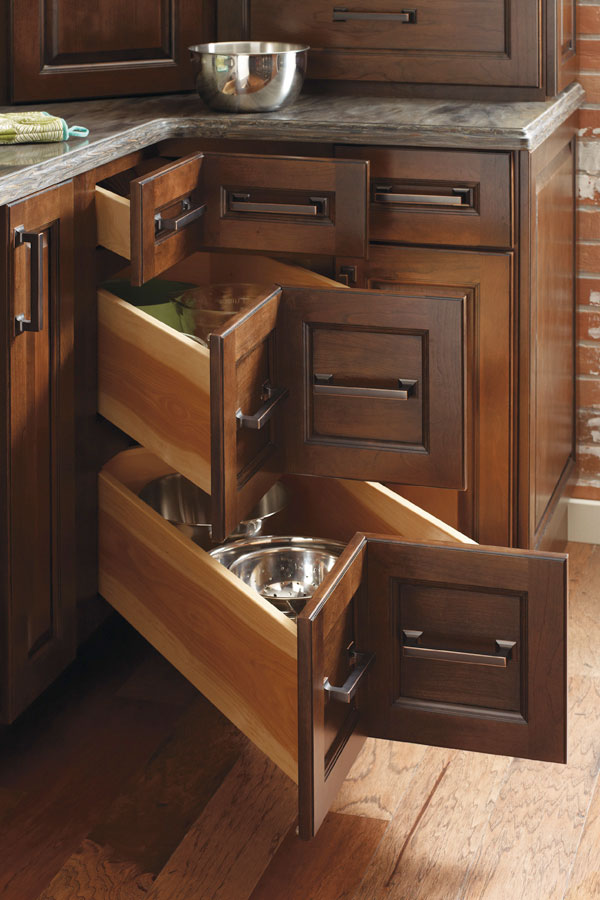 Three Drawer Corner Cabinet - Schrock Cabinetry