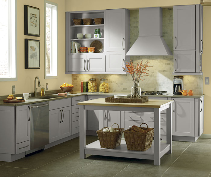 Gray Cabinets In A Shaker Style Kitchen Schrock