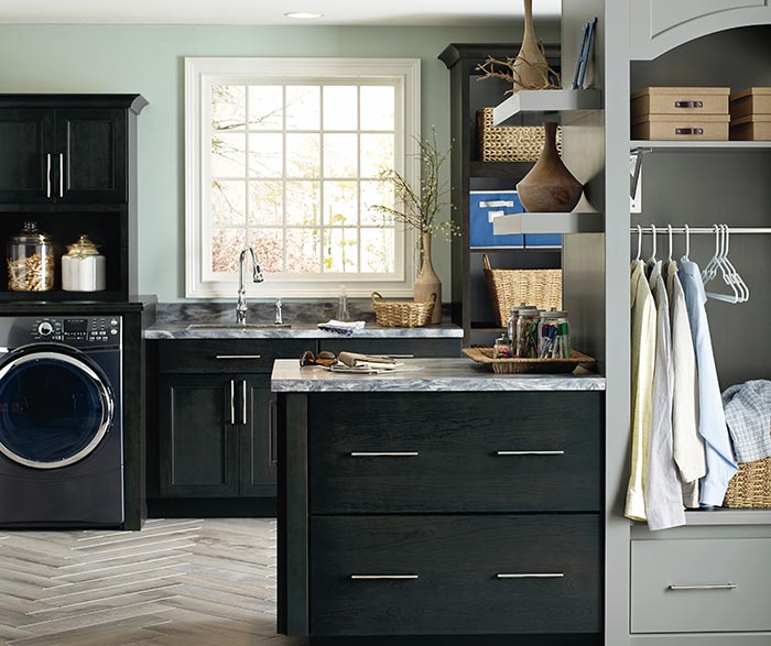 Dark Grey Laundry Cabinets Schrock Cabinetry