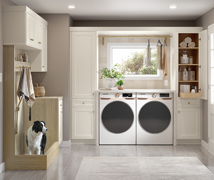 White Laundry Room with Dog Wash Station