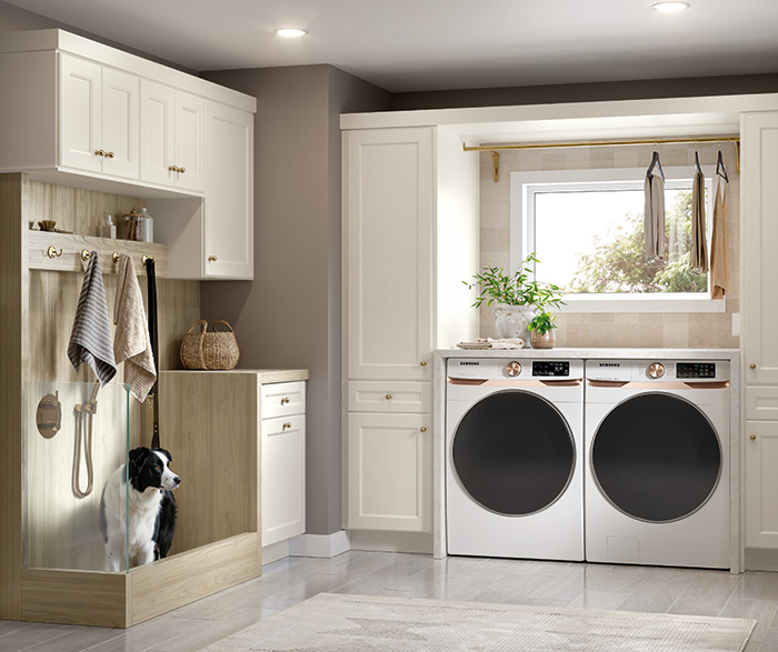 White Laundry Room with Dog Wash Station
